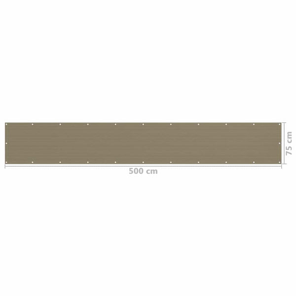 Parvekkeen suoja ruskeanharmaa 75x500 cm HDPE