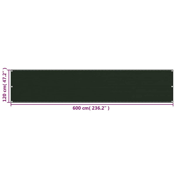 Parvekkeen suoja tummanvihreä 120x600 cm HDPE