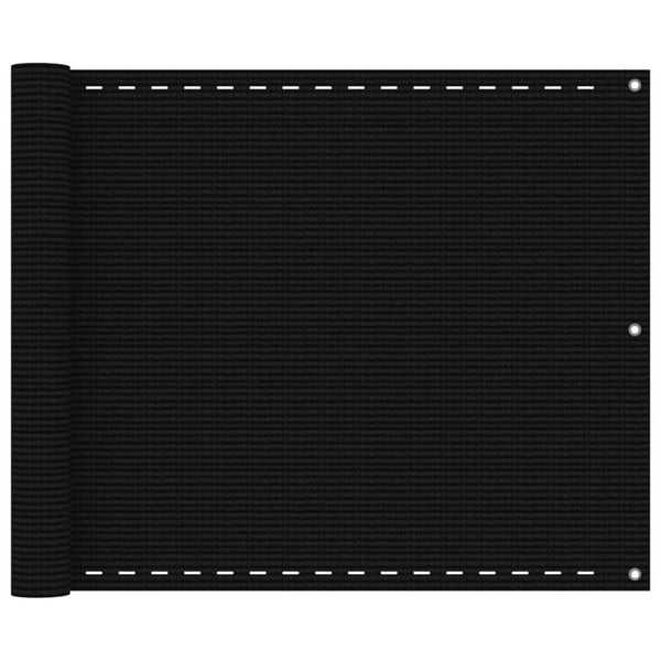 Parvekkeen suoja musta 75x300 cm HDPE