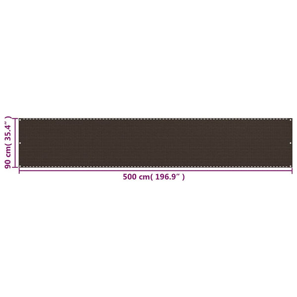 Parvekkeen suoja ruskea 90x500 cm HDPE