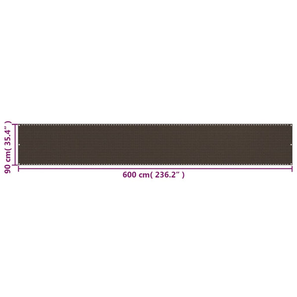 Parvekkeen suoja ruskea 90x600 cm HDPE