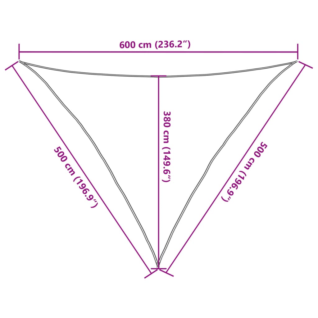 Vaaleanvihreä aurinkopurje Epamimondas 5x5x6 m (160 g/m² hdpe)