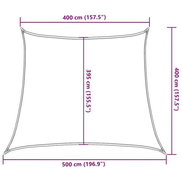 Aurinkokenkäpurje 160 g/m² Puolisuunnikas vaaleanvihreä 4/5x4 m HDPE