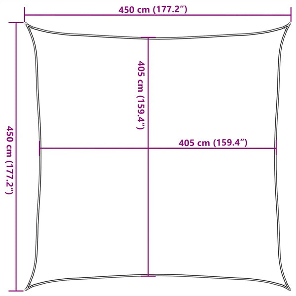 Aurinkopurje 160 g/m² harmaanruskea 4,5x4,5 m HDPE
