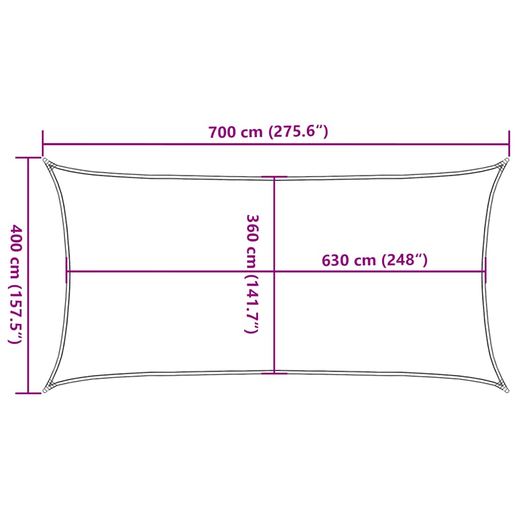 Aurinkopurje 160 g/m² harmaanruskea 4x7 m HDPE
