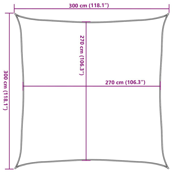 Aurinkopurje 160 g/m² neliö sininen 3x3 m HDPE