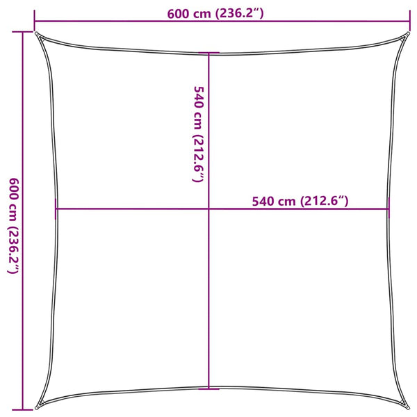 Aurinkokenkäpurje 160 g/m² Neliö keltainen 6x6 m HDPE