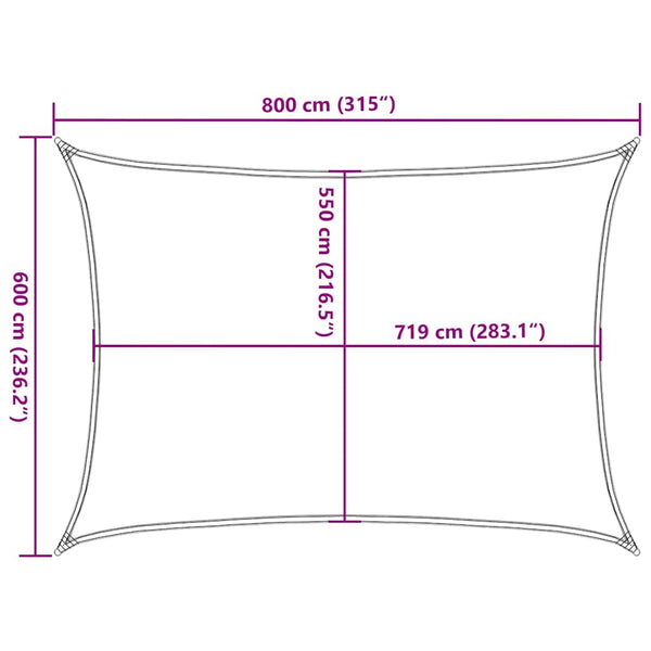 Aurinkopurje 160 g/m² punainen 6x8 m HDPE
