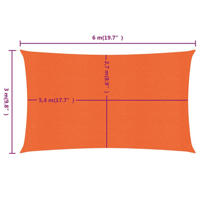Aurinkopurje 160 g/m² suorakaide oranssi 3x6 m HDPE