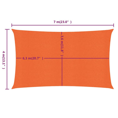 Aurinkopurje 160 g/m² suorakaide oranssi 4x7 m HDPE