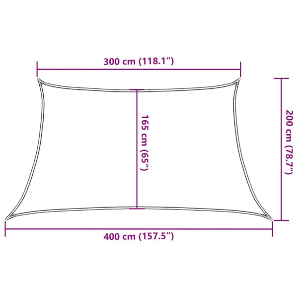 Aurinkokenkäpurje 160 g/m² Puolisuunnikas oranssi 3/4x2 m HDPE