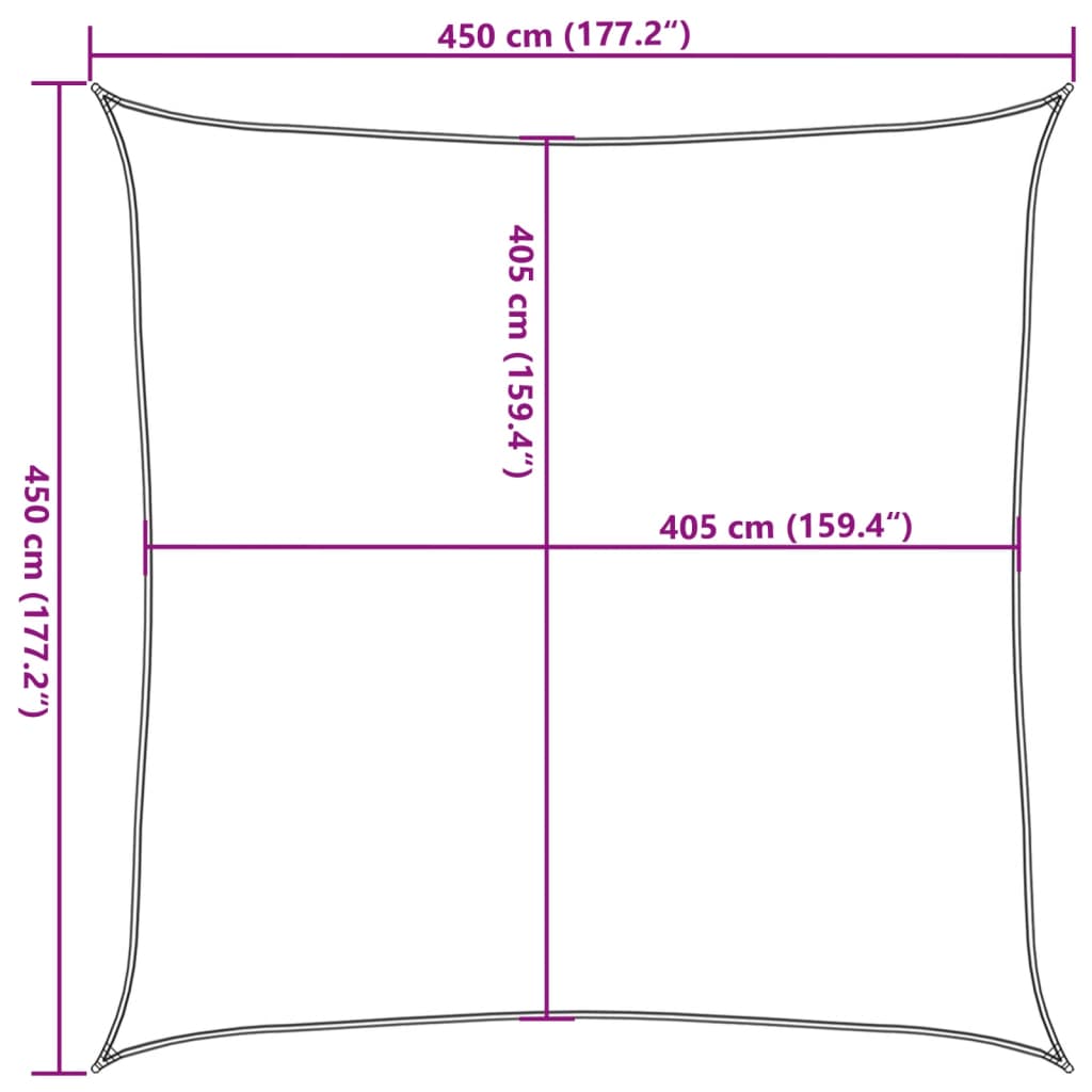 Musta aurinkopurje Huth 4,5x4,5 m (160 g/m² hdpe)
