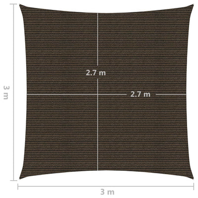 Aurinkopurje 160 g/m² ruskea 3x3 m HDPE
