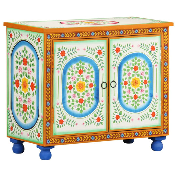 Käsin maalattu senkki 70x35x60 cm täysi mangopuu