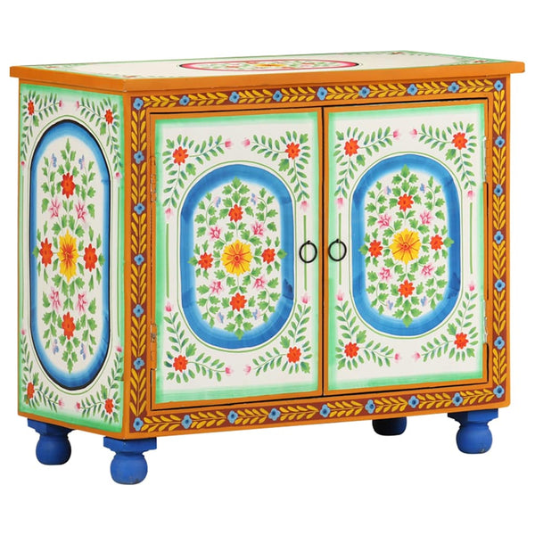 Käsin maalattu senkki 70x35x60 cm täysi mangopuu