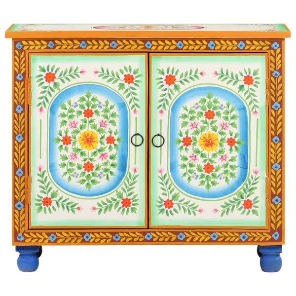Käsin maalattu senkki 70x35x60 cm täysi mangopuu