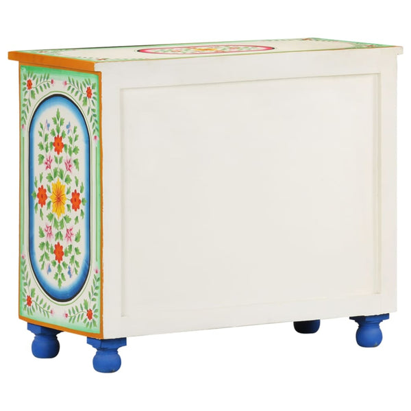 Käsin maalattu senkki 70x35x60 cm täysi mangopuu