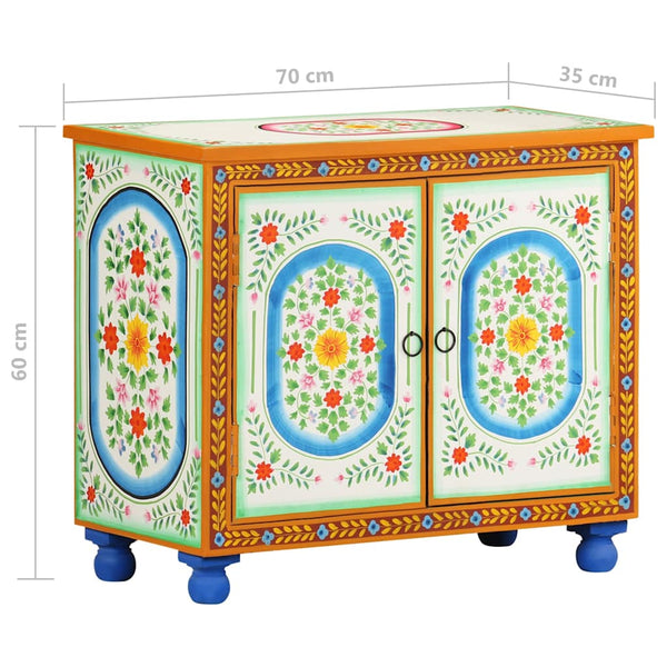 Käsin maalattu senkki 70x35x60 cm täysi mangopuu
