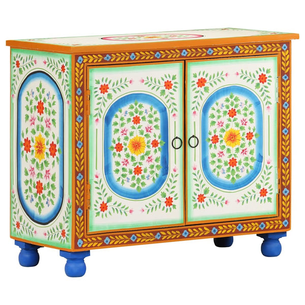 Käsin maalattu senkki 70x35x60 cm täysi mangopuu
