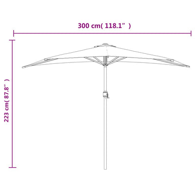 Aurinkovarjo ulkotiloihin alumiinitanko musta 300x155x223 cm