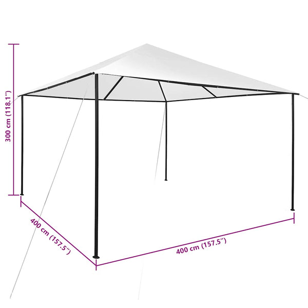 Valkoinen huvimaja Omirbec 4x4x3 m (180 g/m²)