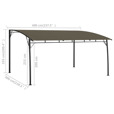 Puutarhan aurinkokatos 4x3x2,55 m harmaanruskea