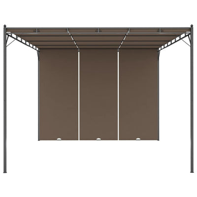 Puutarhan huvimaja sivuverholla 4x3x2,25 cm harmaanruskea