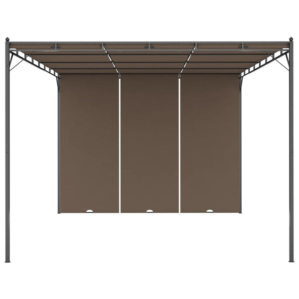 Harmaanruskea puutarhan huvimaja sivuverholla Dodel 4x3x2,25cm