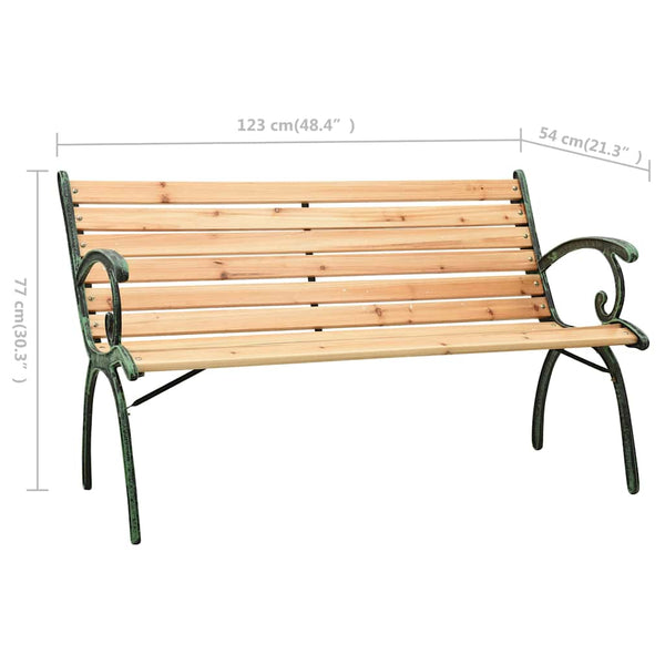 Puutarhapenkki 123 cm valurauta ja täysi kuusi