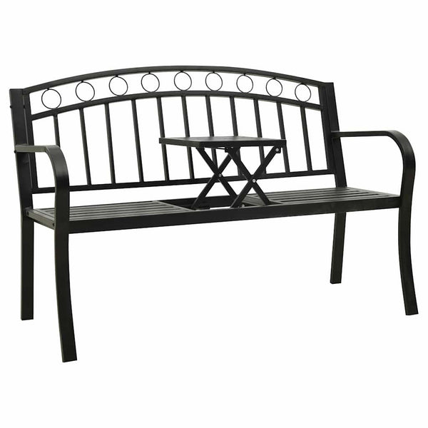 Puutarhapenkki pöydällä 125 cm teräs musta