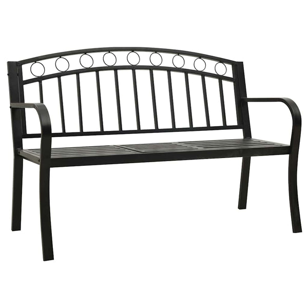 Puutarhapenkki pöydällä 125 cm teräs musta