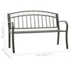 Puutarhapenkki 125 cm teräs harmaa