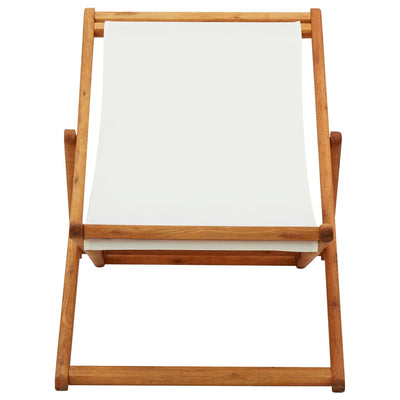 Kermanvalkoinen taitettava rantatuoli eukalyptuspuu ja kangas Adue