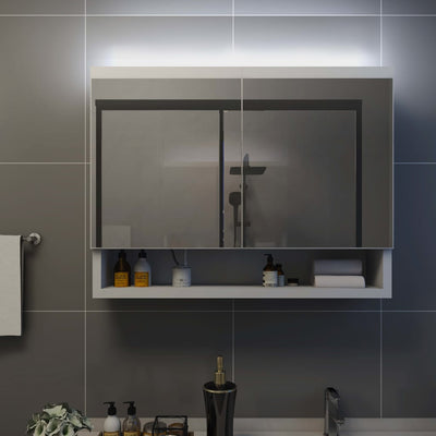 LED kylpyhuoneen peilikaappi valkoinen 80x15x60 cm MDF