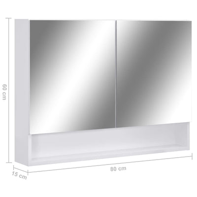 LED kylpyhuoneen peilikaappi valkoinen 80x15x60 cm MDF