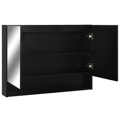 LED kylpyhuoneen peilikaappi musta 80x15x60 cm MDF