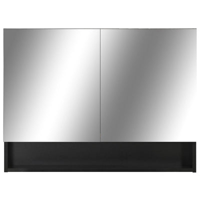LED kylpyhuoneen peilikaappi musta 80x15x60 cm MDF