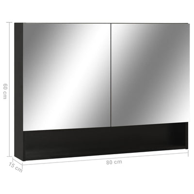 LED kylpyhuoneen peilikaappi musta 80x15x60 cm MDF