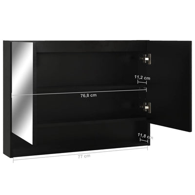 LED kylpyhuoneen peilikaappi musta 80x15x60 cm MDF