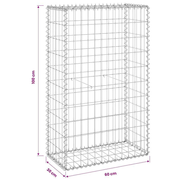 Gabion-kivikori kansilla galvanoitu teräs 60x30x100 cm