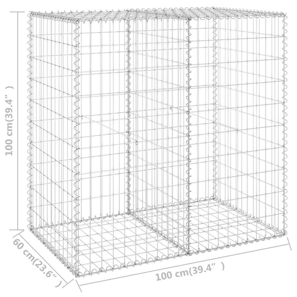 Gabion-kivikori kansilla galvanoitu teräs 100x60x100 cm