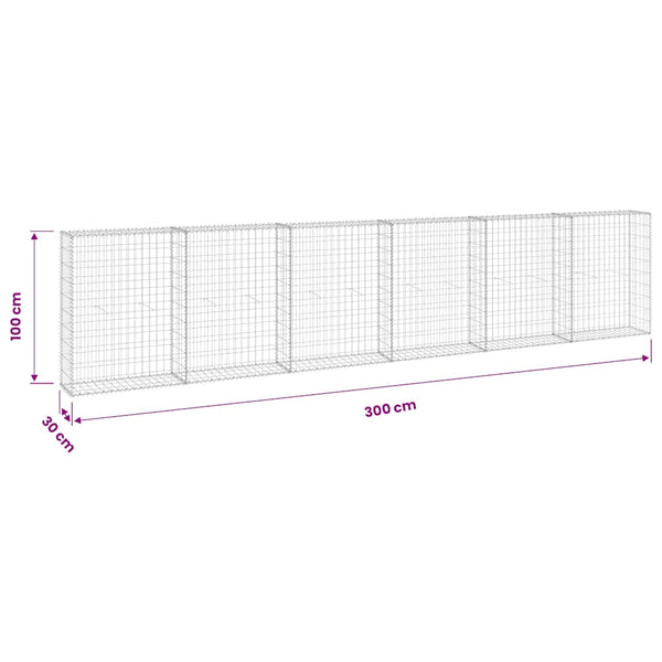 Gabion-kivikori kansilla galvanoitu teräs 300x30x100 cm