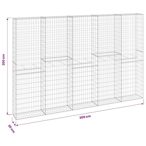 Gabion-kivikori kansilla galvanoitu teräs 300x30x200 cm