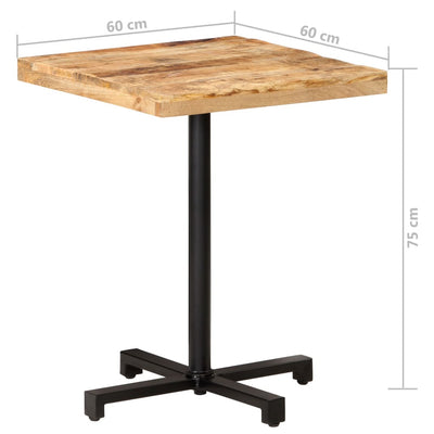 Bistropöytä neliö 60x60x75 cm karkea mangopuu
