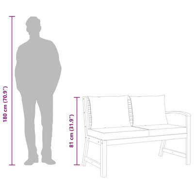 Kermanvärinen puutarhapenkki Adlai 114,5cm (tyyny akasiapuu)
