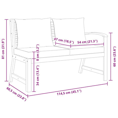 Tummanharmaa puutarhapenkki Adlai 114,5cm (tyyny akasiapuu)