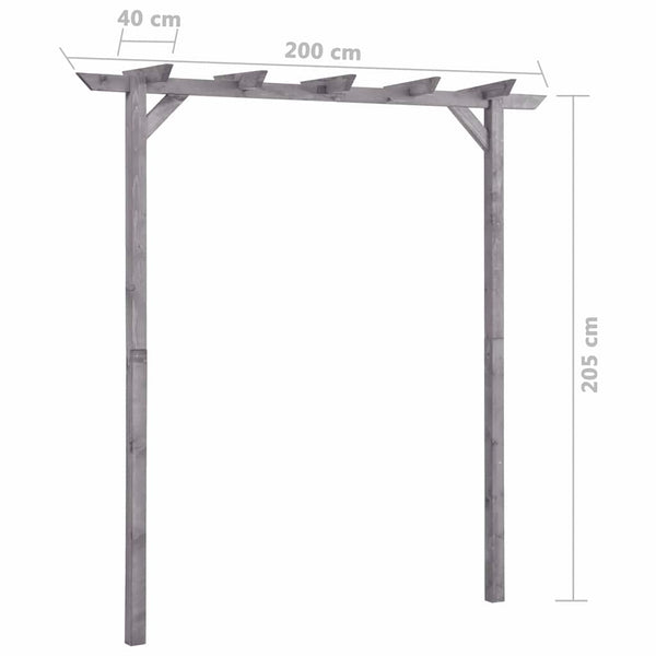 Puutarhan pergola harmaa 200x40x205 cm kyllästetty mänty