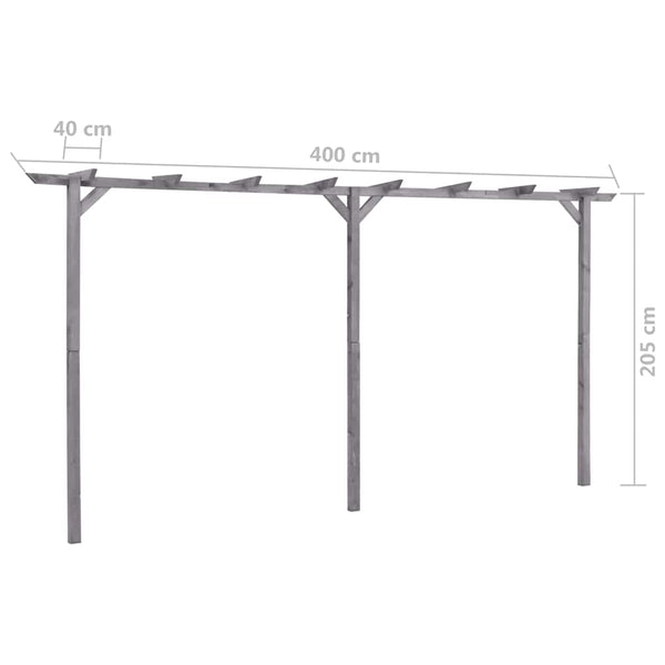 Puutarhan pergola harmaa 400x40x205 cm kyllästetty mänty