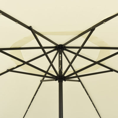 Aurinkovarjo LED-valoilla 400 cm hiekka