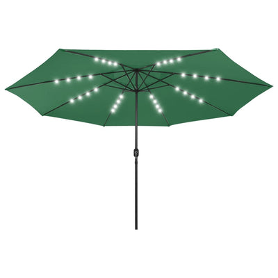 Aurinkovarjo LED-valoilla 400 cm vihreä